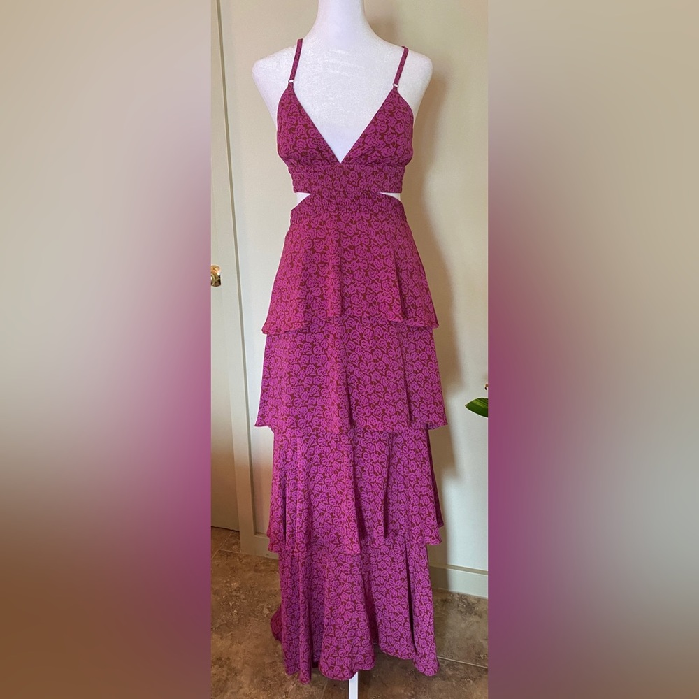 A.L.C.
Titus Printed Ruffle Maxi Dress
